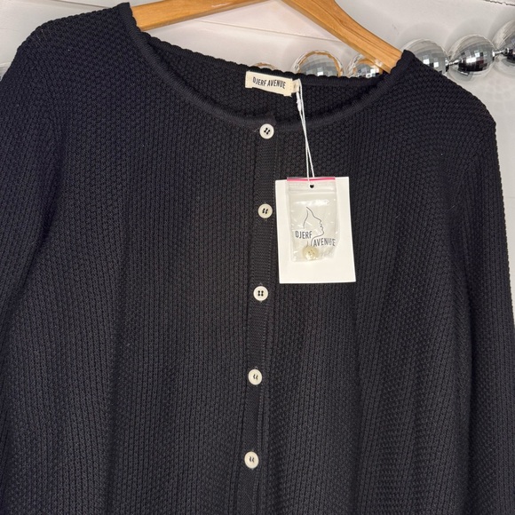 Djerf Avenue NEW Amorini Cardigan Black Cotton Knit Sweater - Picture 7 of 10